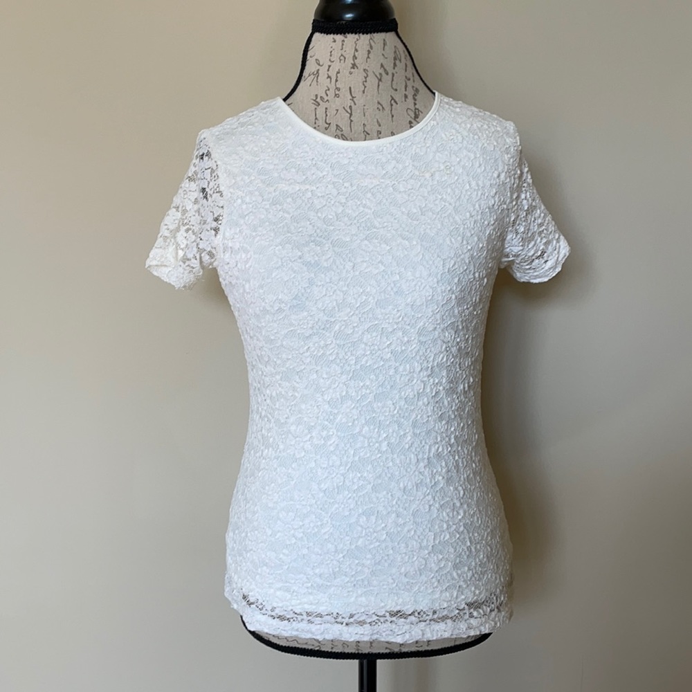 Calvin Klein Short Sleeve Lace Top